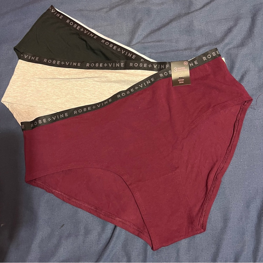 Rose + Vine 3 piece bundle cotton hipster panties plus size 2X womens NWT